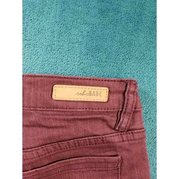 Soho Babe Jeans Sz 7 Womens Red Mid Rise Skinny Distressed Stretch Ladies NWT - Picture 13 of 14